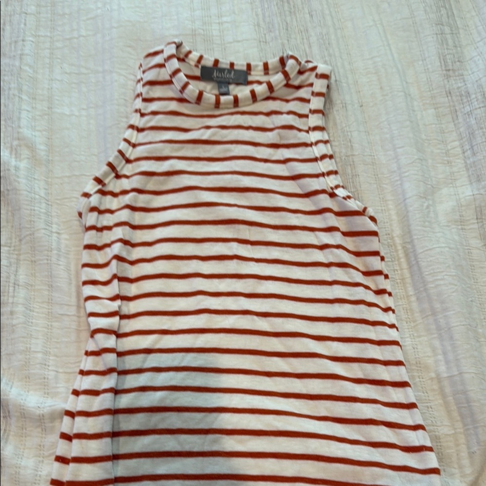 Orange and White Striped Sleeveless Top